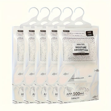 Paquete de 5 Bolsas Deshumidificador Grandes de 500ml/16.91oz para Absorción de Humedad, Sin Electricidad Necesaria, Absorbentes de Humedad Reutilizables para Armario, Cajón, Baño y Campamento, Elimina la Humedad del Hogar