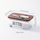 1 Juego de mantequillera de vidrio con tapa de madera de acacia YumiPLUS, caja de almacenamiento de mantequilla de vidrio grueso con diseño, para cocina casera, recipiente grande para mantequilla, protector de galletas, regalo ideal para amigos y familia