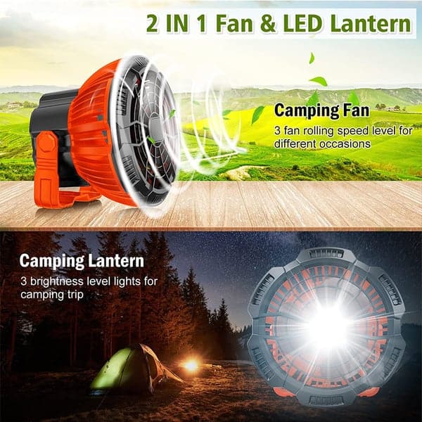 Ventilador Portátil de Camping con linterna LED