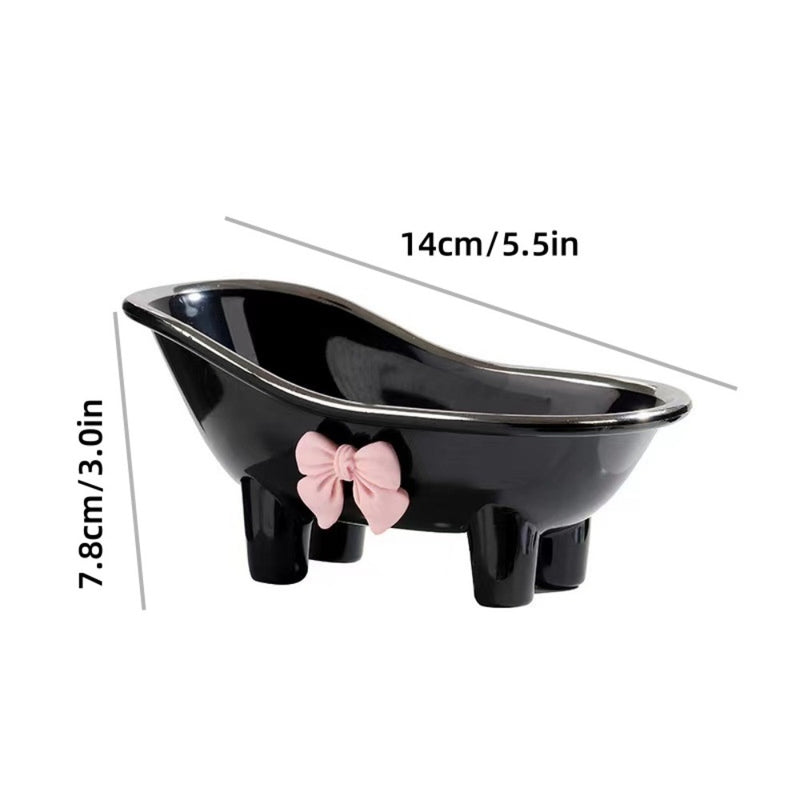 1pc Placa de Jabón con Lazo Lindo, Soporte de Jabón de Plástico con Forma de Bañera Creativa, Accesorio de Baño Rectangular para Jabón y Productos de Limpieza, Placa de Jabón