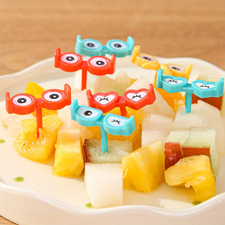 Juego de 8 tenedores desechables de frutas con diseño de caricatura, material ABS, ideal para uso en el hogar