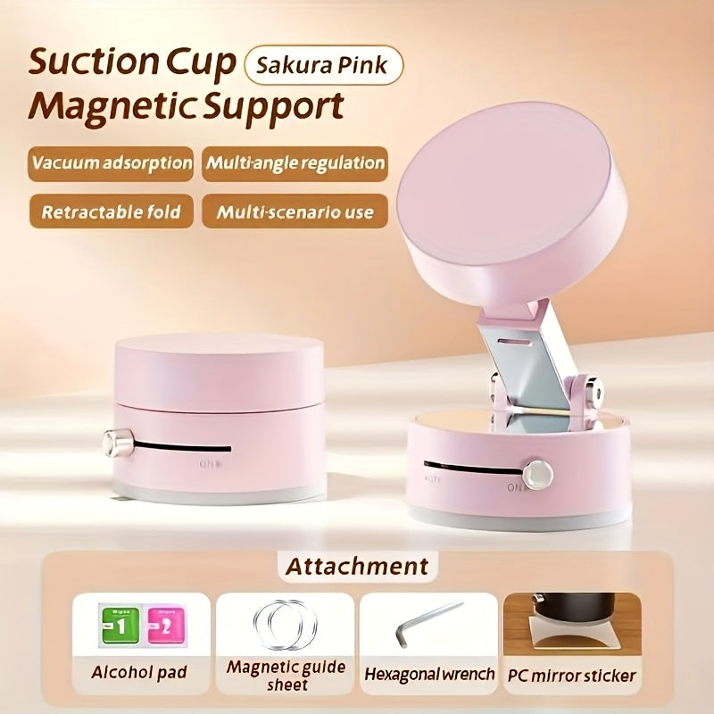 Soporte Magnético Ajustable para Teléfono de Coche con Ventosa Fuerte - Montaje en Salpicadero, Altura Regulable para una Visualización Fácil al Conducir, Compatible con la Mayoría de los Autos, |Blanco|Rosa, Disponible Todo el Año