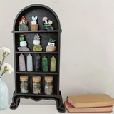 Estantería Mini en Forma de Arco con Exhibición de Cristal - Estante de Almacenamiento de Madera Montado en la Pared para Decoración de Hogar, Oficina y Sala de Estar, Arco de Puerta, Estantes Flotantes