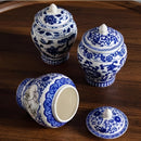 Tarro de porcelana sellado vintage azul y blanco, adorno decorativo, accesorios para juego de té, contenedor de hojas de té, tarro de cerámica resistente a la humedad