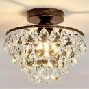 1 Moderno E26 Pequeño Cristal de Candelabro Semi Empotrado Luz de Techo, Adecuado para Luces de Techo de Granja, Pasillos, Dormitorios, Baños, Armarios, Dormitorios, Vestíbulos y Otras Luces de Techo Doradas