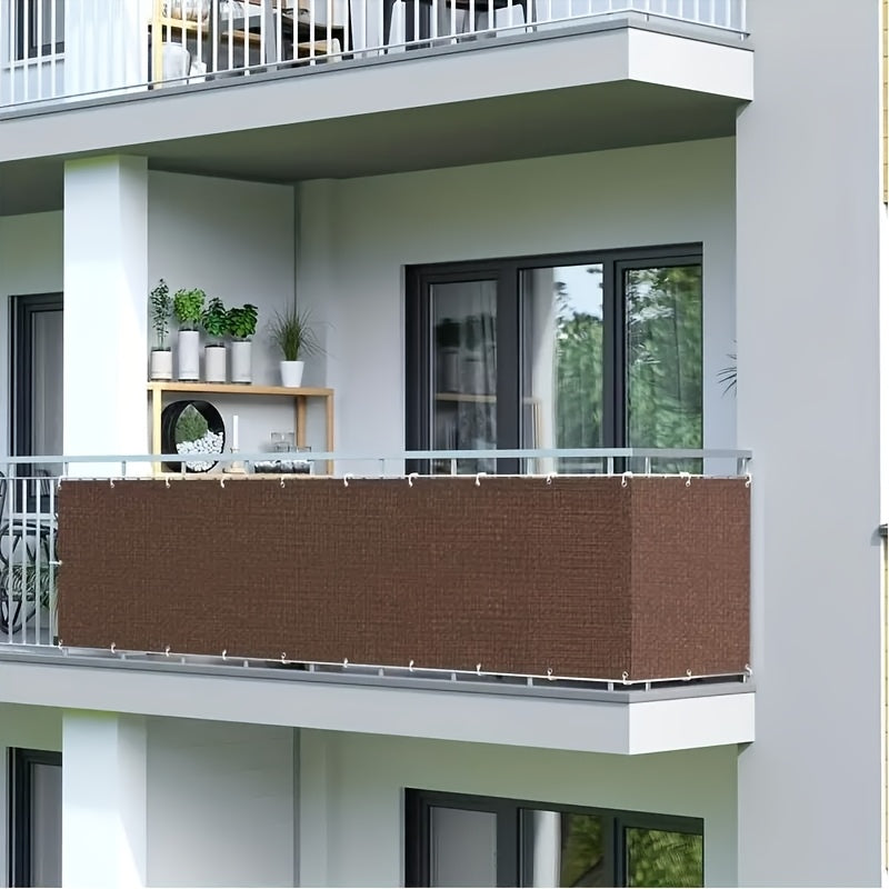 Malla de privacidad para balcón y jardín, cerca decorativa estilo mimbre, malla de protección resistente a los rayos UV, marrón café, para patio al aire libre, pasarela y sombra de jardín.