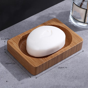 1 Pieza, Caja De Jabón De Bambú, Soporte De Jabón Antideslizante, Jabonera Para Encimera De Baño, Caja De Jabón De Drenaje, Bandejas De Jabón De Bambú Creativas Para Baño