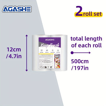 Rollo de Sellador al Vacío AGASHE, juego de 2 rollos. longitud 500cm. Libre de BPA, duradero y resistente al desgarro. para cocineros caseros y preparación de comidas. Conserva bien los alimentos. Compatible con la mayoría de las máquinas. Mantiene los a