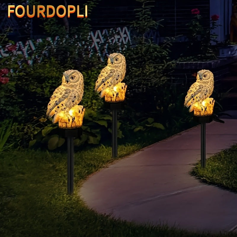 2 Luces Solares de Búho, Farol Solar para Jardín con Estaca, Temática Animal, Control Encendido/Apagado, Pilas de Níquel, Decoración para Césped y Patio