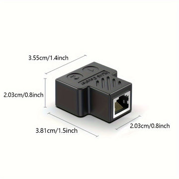 Adaptador Divisor Ethernet TISHRIC de 2 piezas - Conector de Cable de Red LAN de 1 a 2 Vías, Hembra RJ45, Acabado Mate