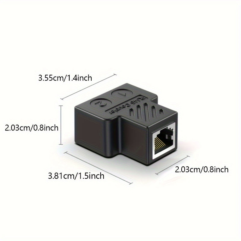 Adaptador Divisor Ethernet TISHRIC de 2 piezas - Conector de Cable de Red LAN de 1 a 2 Vías, Hembra RJ45, Acabado Mate