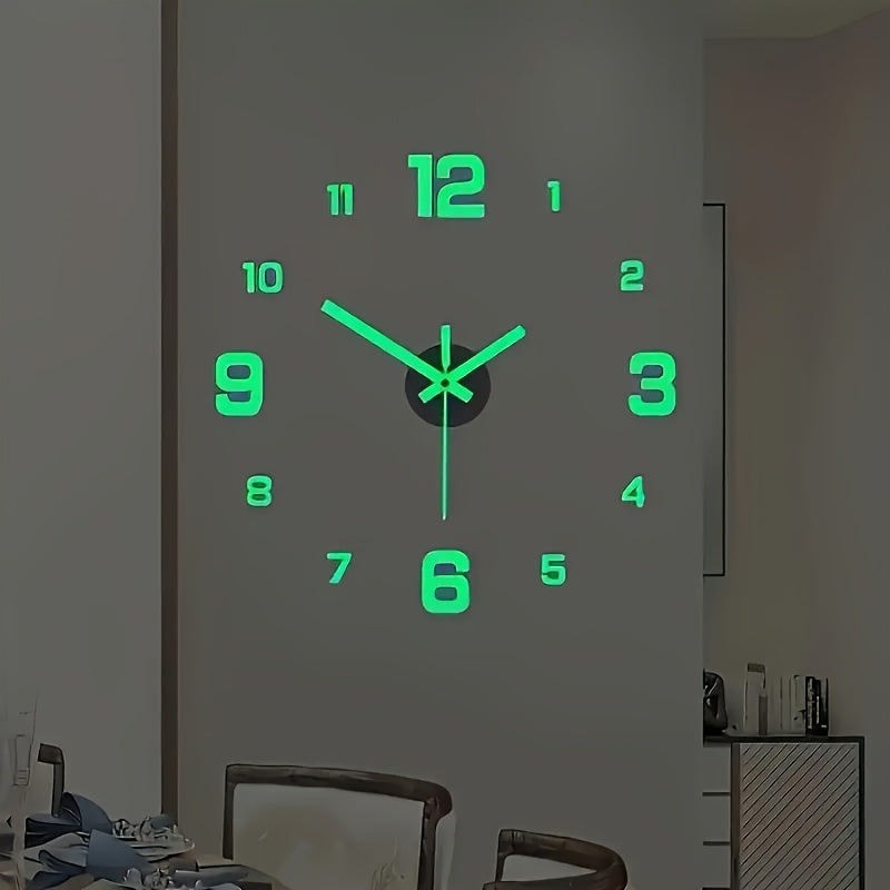 1 reloj de pared de acrílico moderno, reloj grande silencioso con números 3D, corona plana redonda, operado por batería (AA), ideal para decoración de salón y dormitorio