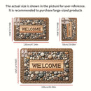 Tapete de bienvenida con diseño de piedra – Antideslizante, lavable, decoración rústica para entrada de casa, material de poliéster, fácil de limpiar, tapete para puerta principal