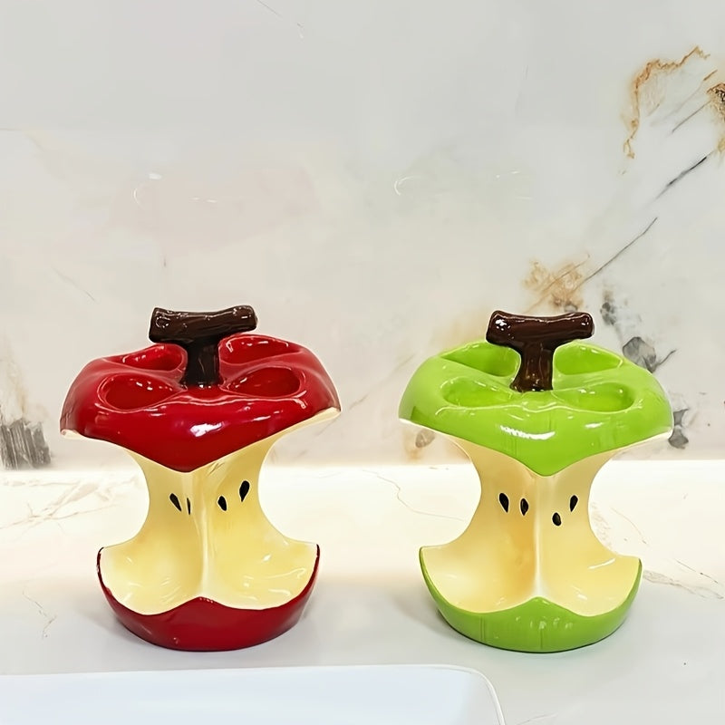 Diseño Original Estilo Manzana Núcleo de Cerámica Soporte de Cepillo de Dientes, Adecuado para Almacenamiento de Cepillo de Dientes Eléctrico, Un Gran Accesorio de Baño de Ducha para el Hogar, Una Buena Opción de Regalo para las Vacaciones