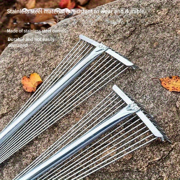 Recogedor de hojas telescópico de acero inoxidable compacto - Cabeza ajustable para limpieza de césped y jardín, recogedor de jardín de metal duradero para eliminación de hojas y malezas