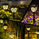 6 luces solares para jardín, exteriores y césped, estilo retro con cuadrícula, proyección de luz cálida/blanca, ideales para caminos, patios, jardines, entradas y regalos navideños