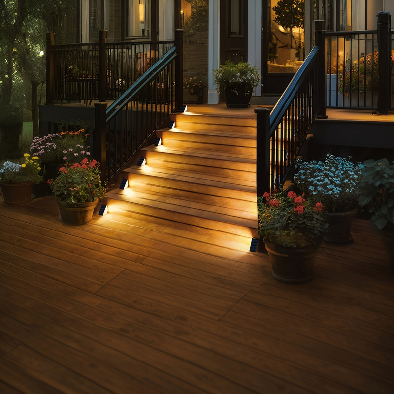 6 piezas de luces solares para escaleras, luces solares triangulares para vallas, luces solares para senderos, luces solares de 7 LED para barandas, luces solares de múltiples ángulos, luces solares para exteriores, luces decorativas solares para jardín,