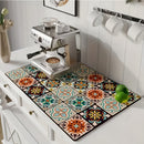 1 ud., Alfombrilla de Secado Rápido para Utensilios de Cocina Estilo Bohemio con Diseño Floral Antideslizante y Bandeja Absorbente para Máquina de Café y Tetera, Tapete de Limpieza de Fibra Ultrafina