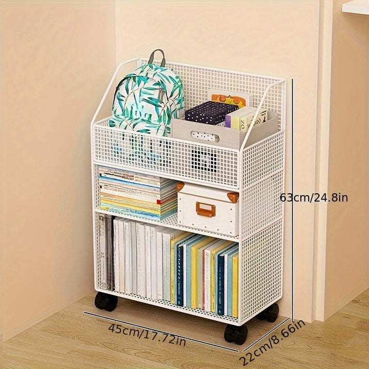 Estante de libros móvil con ruedas, almacenamiento de libros, estante de libros de suelo a techo para uso en casa y aula, estante de libros junto al escritorio, estante de almacenamiento de snacks, mesa de noche.