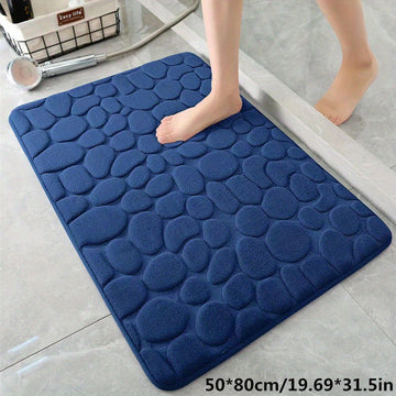 Alfombrilla antideslizante para baño con textura de guijarros, gamuza coral, base de PVC, esponja gruesa que absorbe rápidamente la humedad, seis colores disponibles, adecuada para baño y dormitorio