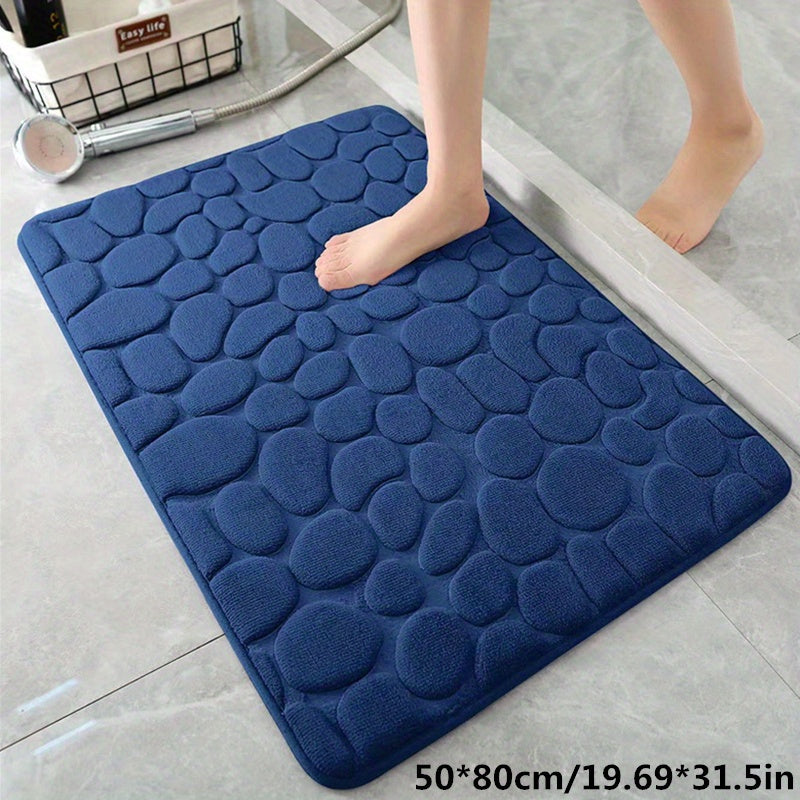 Alfombrilla antideslizante para baño con textura de guijarros, gamuza coral, base de PVC, esponja gruesa que absorbe rápidamente la humedad, seis colores disponibles, adecuada para baño y dormitorio