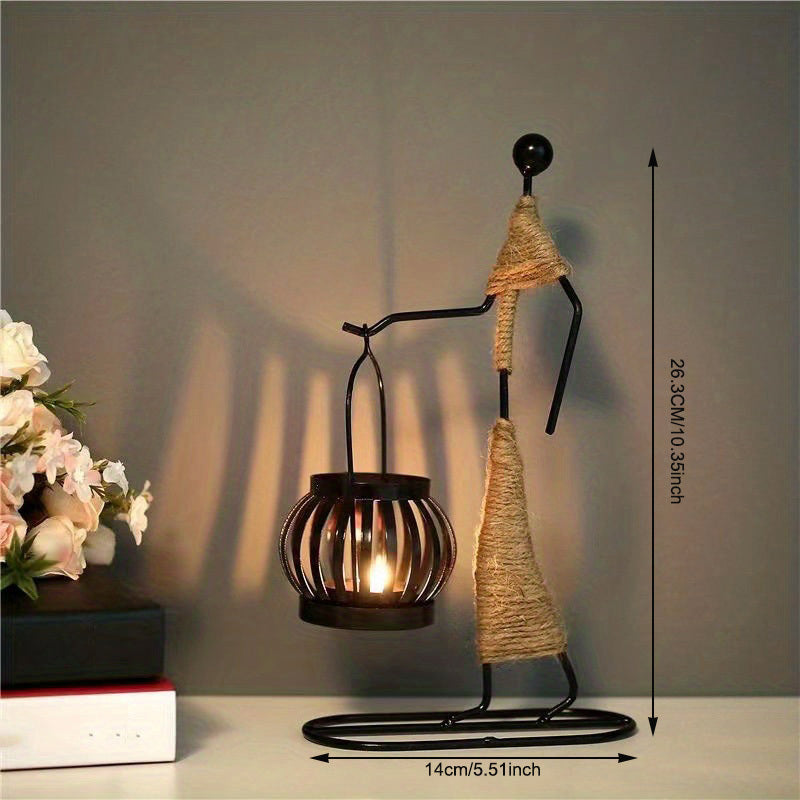1 Pieza, Candelabro De Metal Con Diseño De Personaje De Mujer, Decoración Navideña, Candelabro Navideño