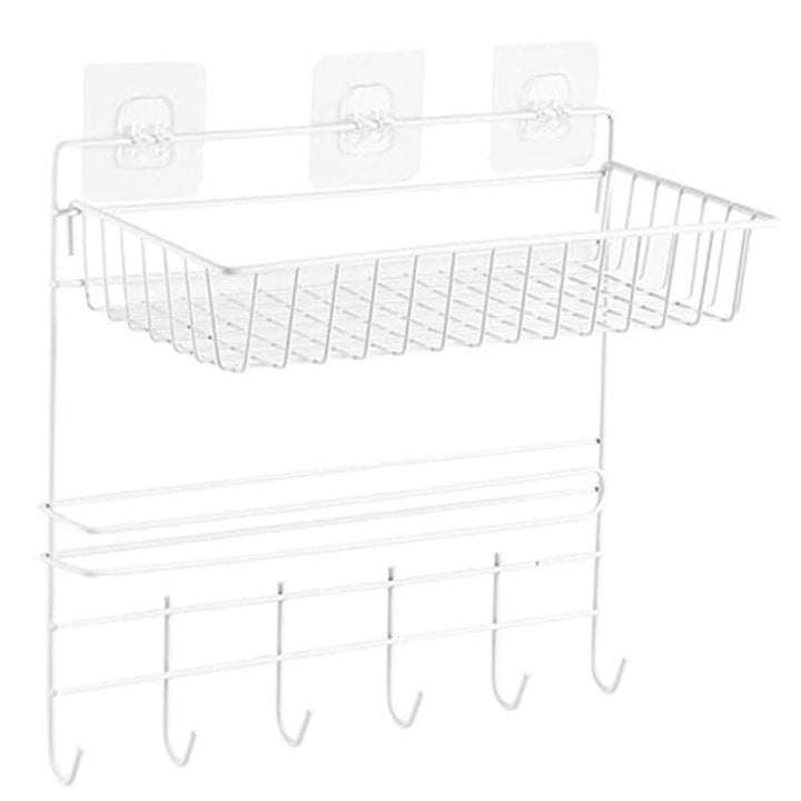 Organizador Colgante Con 6 Ganchos Y Canasta Desmontable