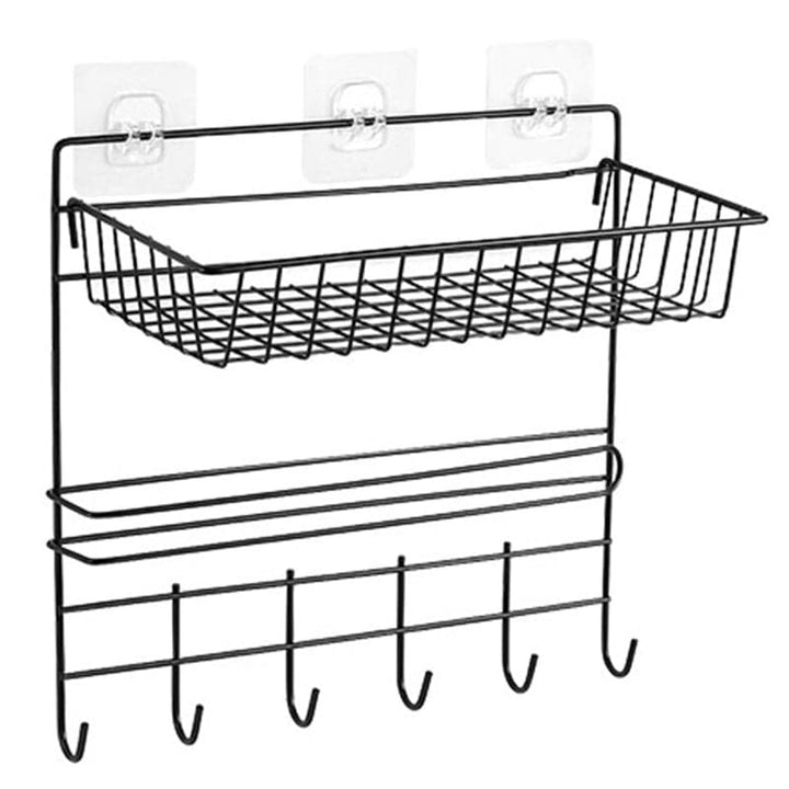 Organizador Colgante Con 6 Ganchos Y Canasta Desmontable