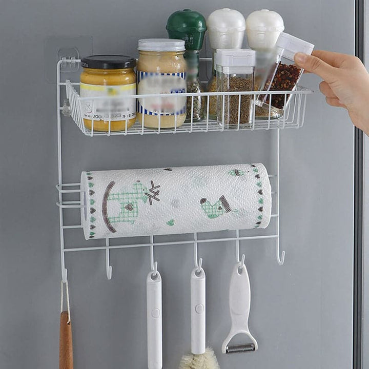 Organizador Colgante Con 6 Ganchos Y Canasta Desmontable