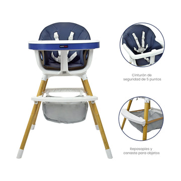 SILLA COMEDOR BEBÉ 2 EN 1 ROCK HAPPY BABY AZUL -