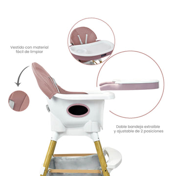 SILLA COMEDOR BEBÉ 2 EN 1 ROCK HAPPY BABY ROSADA -