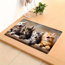 1PC Alfombra de corredor rectangular de punto de poliéster con respaldo antideslizante, lavable a máquina, pelo bajo, patrón de gato suave para cocina, sala de estar, dormitorio, baño, oficina - Alfombra de suelo cómoda y de aspecto fresco