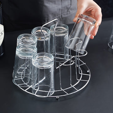 Soporte Elegante para Tazas de Acero Inoxidable Alto - Organizador de Vasos, Organizador con Drenaje, Escurridor de Cristales y Tazones para Encimera de Cocina en Casa o Bar