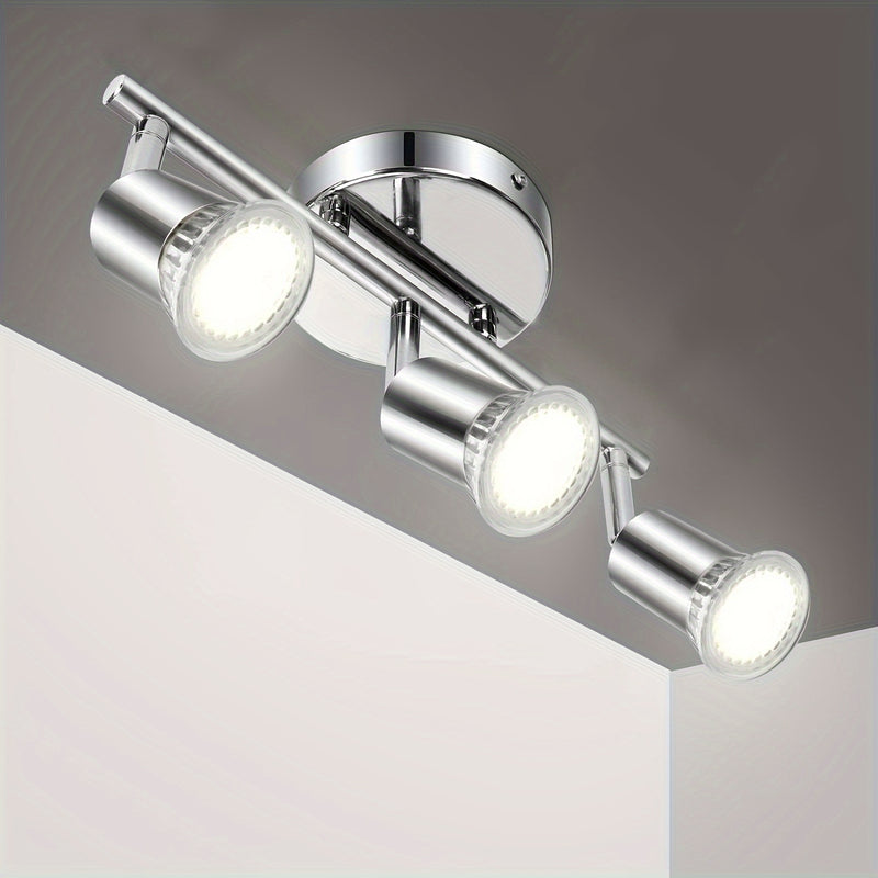 Luz de Techo LED Amansour de 3 Luces, Diseño de 3 Llamas Giratorio, Acabado Mate de Níquel - Foco Moderno para Cocina, Sala de Estar, Dormitorio, Montaje Semi-Encastrado, para Control de Interruptor (Bombillas No Incluidas), Luces para Sala de Estar