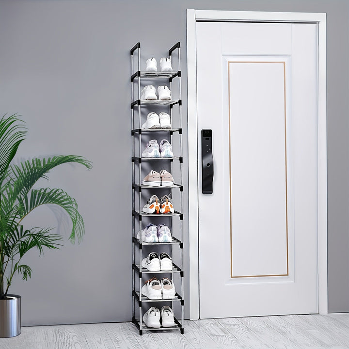 1pc Zapatero de 10 Niveles, Zapatero para Entrada, Almacenamiento Sencillo de Zapatos en Casa, Estante Multifuncional Ahorra Espacio, Adecuado para Puerta, Dormitorio, Baño, Oficina, Pasillo, Apartamento, Residencia Estudiantil, Garaje, etc. Regalos de H