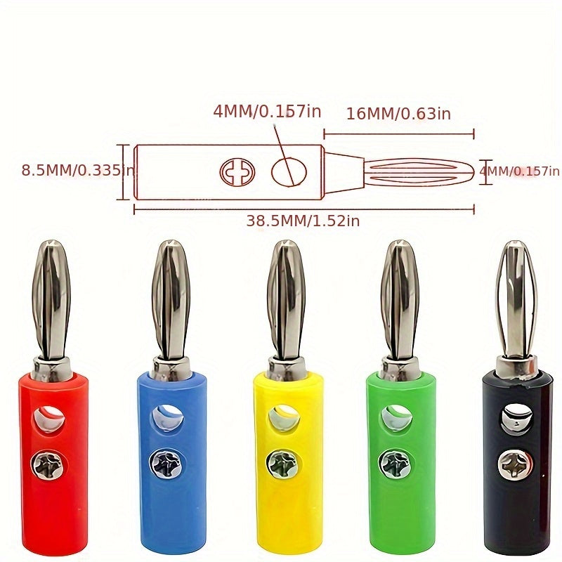 5 unidades Fijadas con Tornillos Soldadura Libre Conector de Cable de Altavoz de Plátano con Baño de Oro de 4mm Plátano de Altavoz de Linterna Fijado con Tornillos de Sujeción