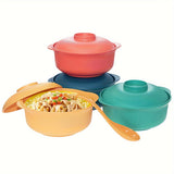 Juego de 2 piezas de tazón para sopa y ramen con tapa y cuchara, capacidad extra grande de 1100ml/38oz, apto para lavaplatos, ideal para estudiantes, lonchera bento o restaurantes familiares