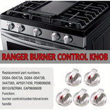 5 Pomos de Repuesto para Cocina de Gas, Acero Inoxidable, Eje en D, Piezas de Recambio para for Samsung DG64-00473B y DG64-00473A, Compatibles con NX58F5700WS, NX58H5600SS, NX58J7750SS