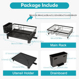 Escurridor de acero inoxidable compacto con estante desmontable para cubiertos y tabla escurridera, práctico organizador multifuncional resistente y duradero, ideal para cocinas pequeñas, accesorio básico imprescindible para el hogar