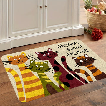 Tapete de suelo impreso con dibujos animados de cuatro gatos pequeños, super lindo, tapete de suelo de gato de dibujos animados cálido, adecuado para decorar salas de estar y