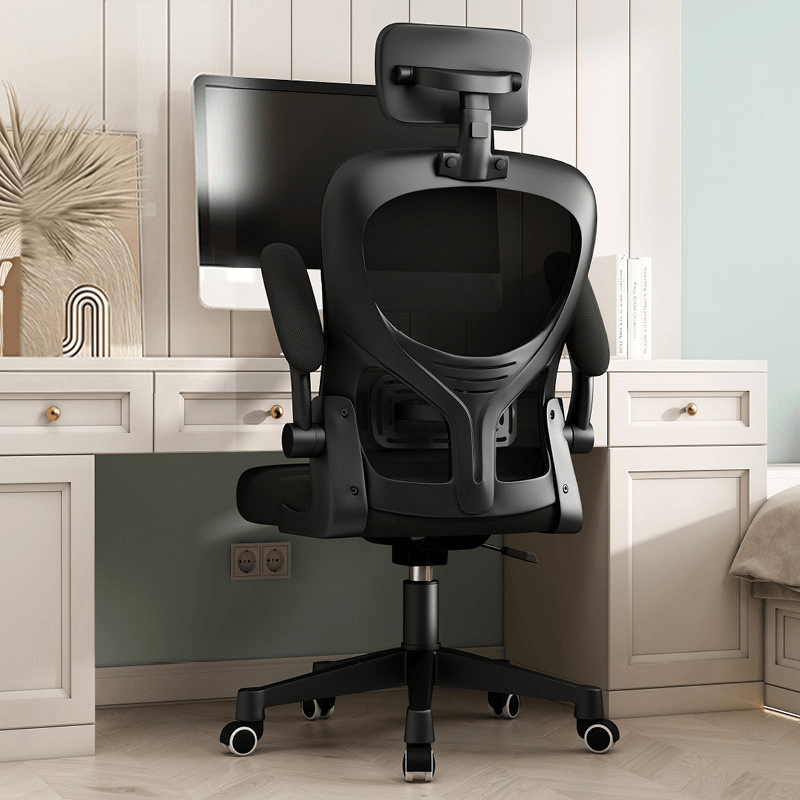 Silla de oficina ergonómica, diseño cómodo y transpirable, silla ejecutiva para hogar y oficina, soporte lumbar, rotativa, ajustable, con ruedas, estructura de acero inoxidable, 3 colores disponibles, negro.