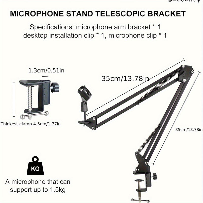 Soporte de micrófono de metal negro Arabest con brazo de tijeras ajustable - Ideal para grabación de estudio, transmisión en vivo de video y canto en línea, equipo de transmisión en vivo|Soporte de altura ajustable|Calidad de construcción duradera, sopor