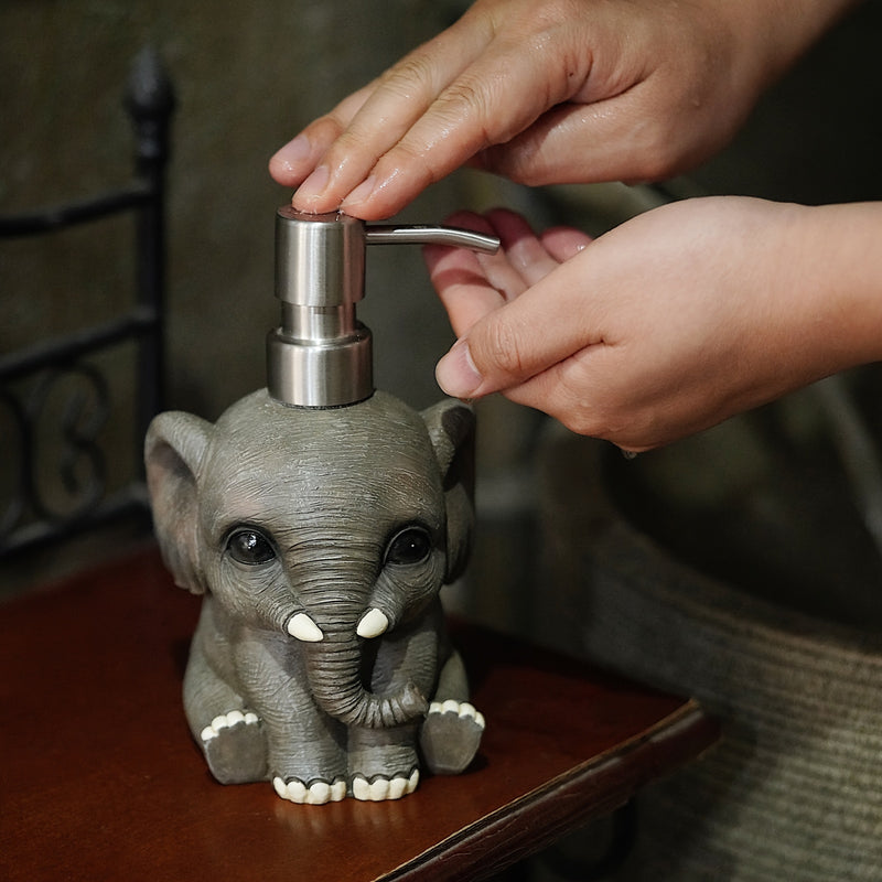 Dispensador de Jabón de Elefante Europeo Vintage - Botella de Loción de Resina Gótica para Baño, Sin PVC, No Necesita Energía