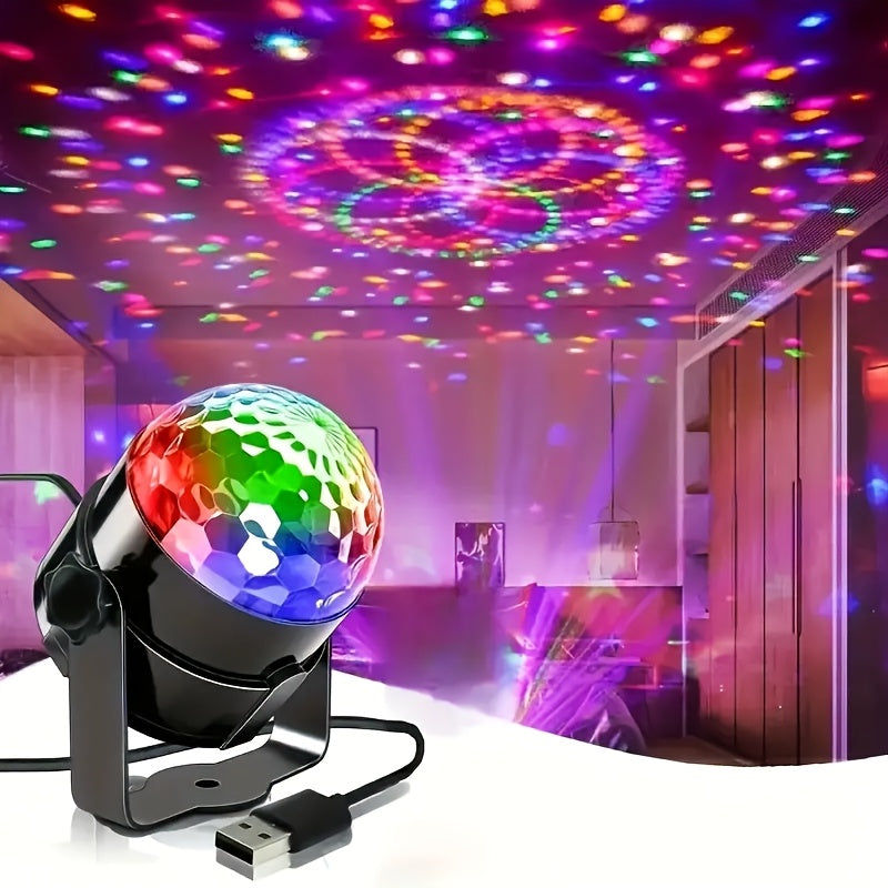 2 unidades Lámpara de proyector de bola de discoteca LED, RGB, Negro, Pulido, alimentado por USB, Batería de botón no recargable, con control remoto, para decoración de fiestas en casa y festivales, Navidad