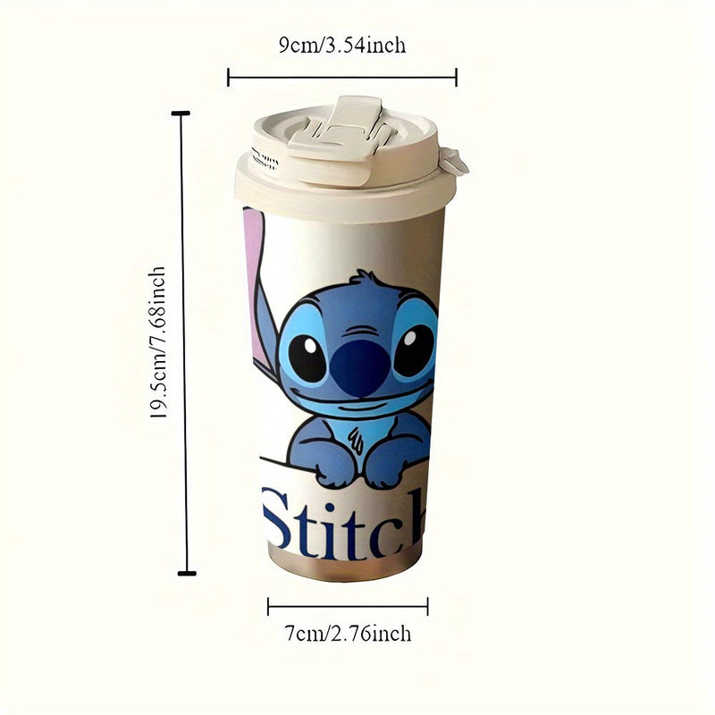 Taza de viaje de acero inoxidable de 18 oz Stitch - Aislada de doble capa, fácil de llevar, perfecta para bebidas calientes y frías, ideal para uso en el coche, soporte para bebidas en el coche | Diseño juguetón | Vaso aislado