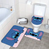 Juego de 3 alfombras de baño con Stitch y Lilo - Alfombras antideslizantes y absorbentes para el inodoro y la tapa, lavables y adecuadas para decorar el baño, ideales para Halloween y accesorios de temporada, decoración y accesorios de baño.