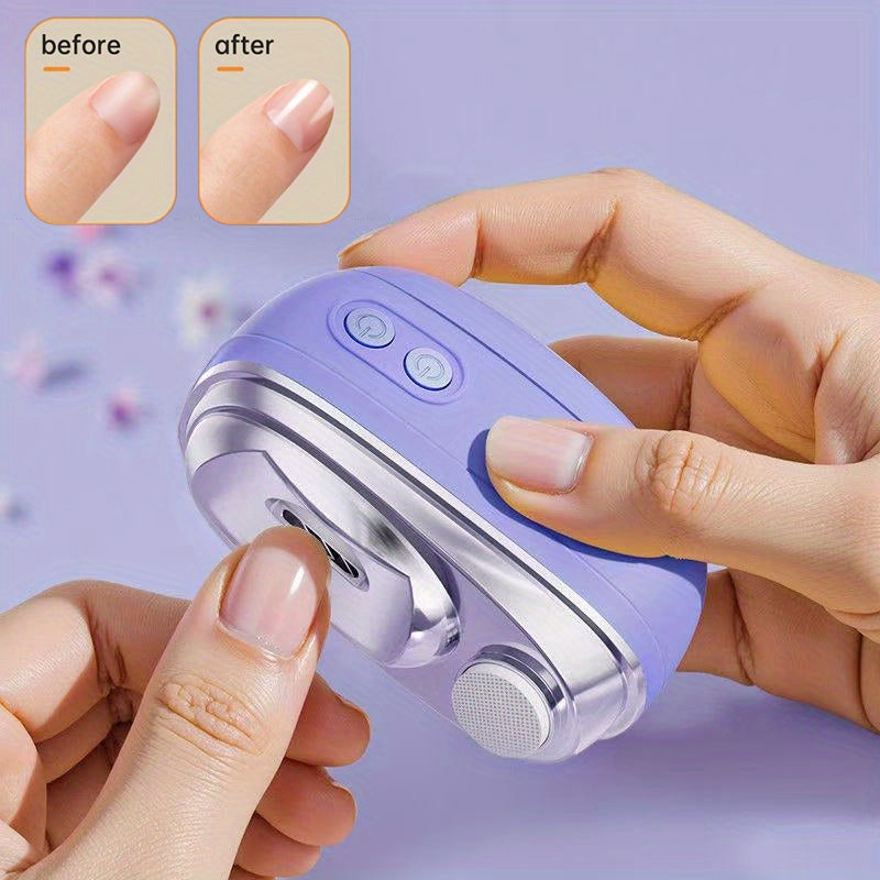 Maquinilla de Uñas Eléctrica Automática - Activación con Un Toque, Pulidora y Amoladora USB con Batería de Litio, para Hogar y Salón - Herramienta Profesional de Manicura y Pedicura, Regalo Ideal para San Valentín (Morado/Lavanda), Suministros para Técni