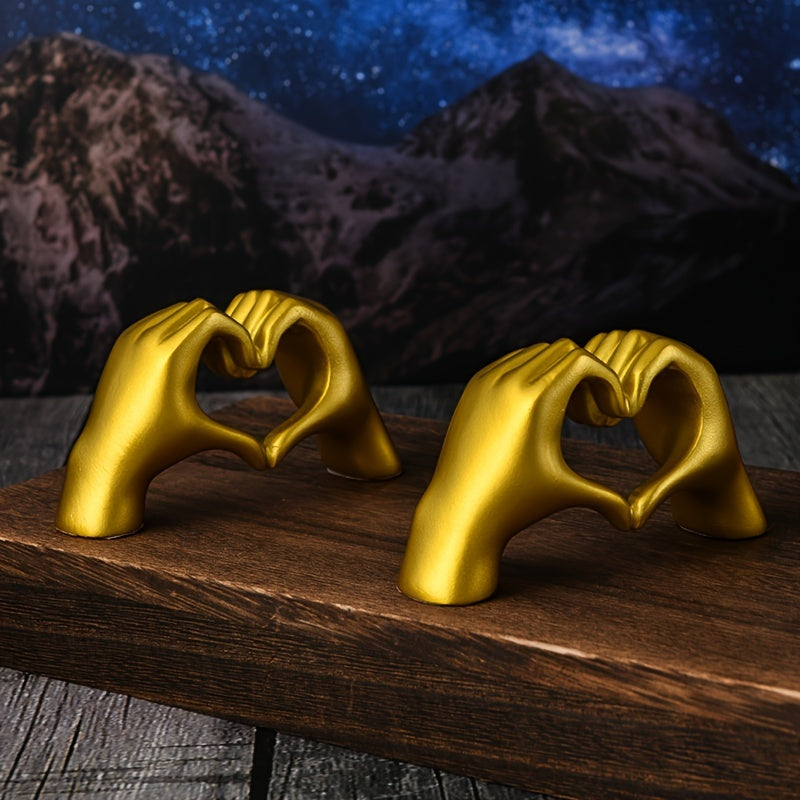 [Corazón Dorado Resina Escultura Decorativa] Escultura de Mano de Corazón Dorado de Resina - Decoración de Arte para Oficina o Hogar - Regalo Perfecto para Seres Queridos