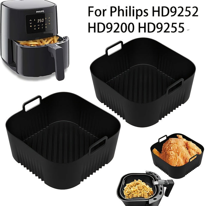1/2 piezas de bandeja de hornear de silicona para freidora de aire, compatible con modelos Philips HD9252, HD9200 y HD9255, superficie antiadherente para limpieza fácil en freidora de aire, horno y microondas.