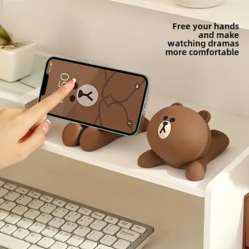 Soporte para Teléfono de Oso de Peluche Impermeable de 1 Pieza, Base Decorativa de Plástico, Adecuado para Hogar y Oficina, Ideal para Regalos de Vacaciones y Cumpleaños